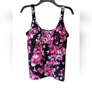 Beach Belle Women's Plus Vibrant Floral Tankini Vacation Swimming Top, 20, NWT